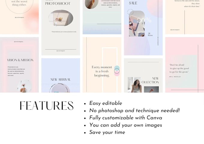 deliver aesthetic instagram templates
