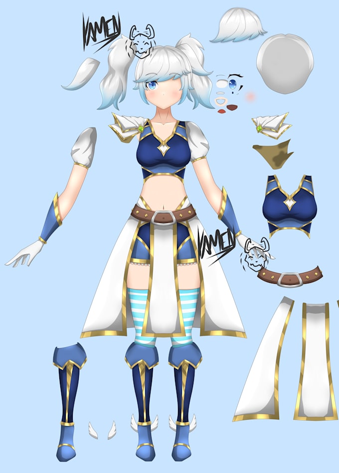 draw a professional live2d vtuber avatar