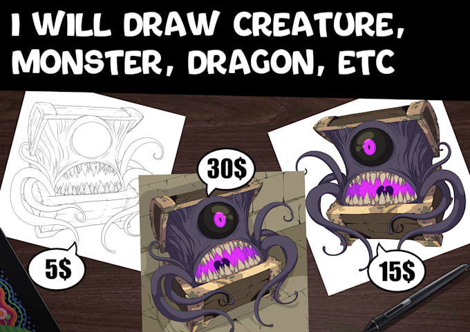 draw creature, monster, dragon for your dnd and etc