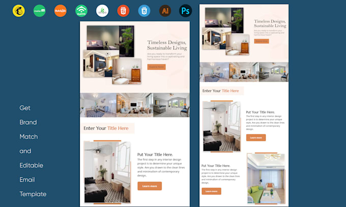 design modern editable klaviyo email template or set flows