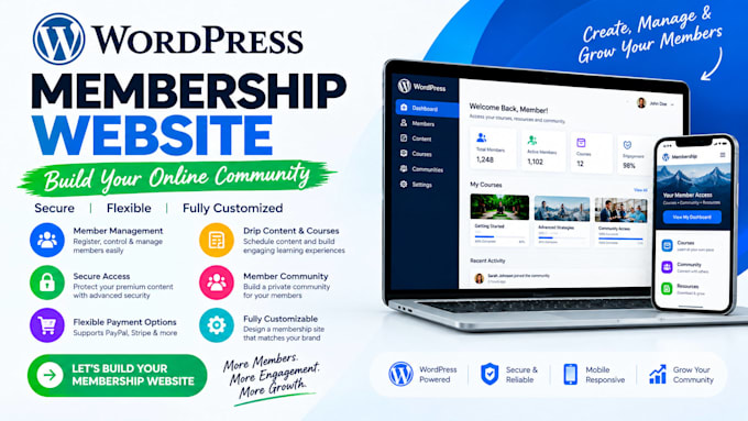 build wordpress membership website, and subscription website