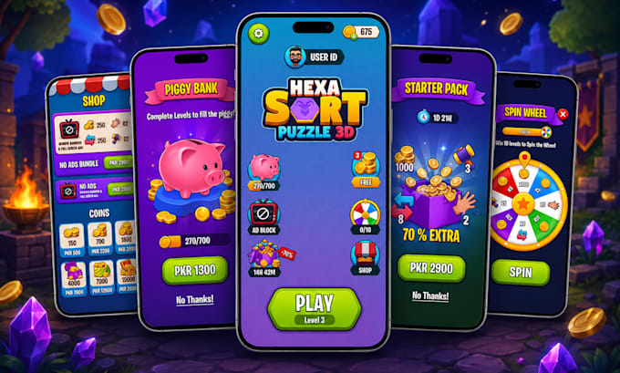 design premium game UI screens for your mobile or PC game