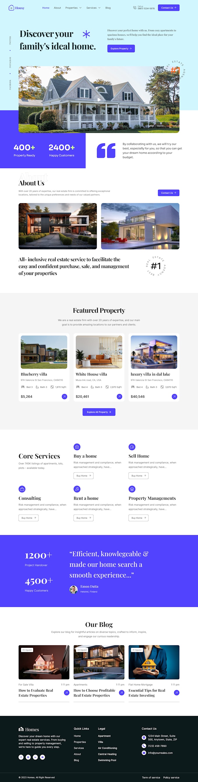 do real estate landing page , figma website design