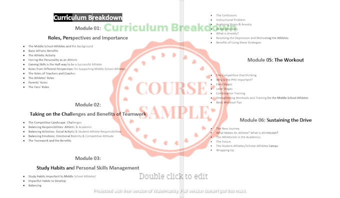 online course outline, course script, curriculum development
