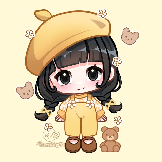 draw cute chibi style icon for profile, stream and stickers