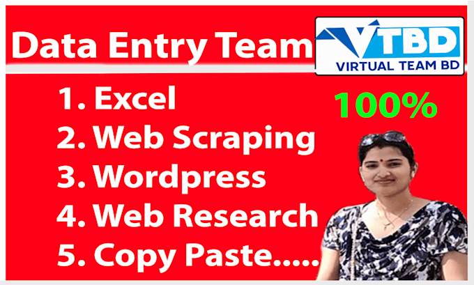 support you any kind of data entry service with my team