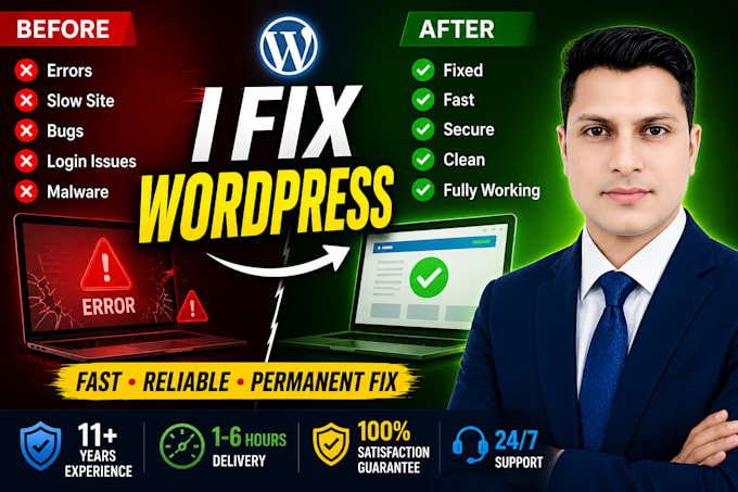 fix wordpress issues, bugs, and errors fast