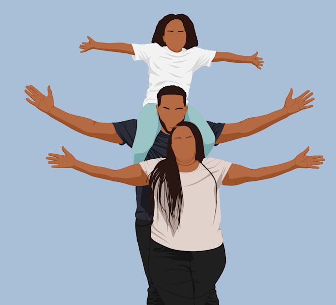 draw a faceless portrait from your photo, couple or family
