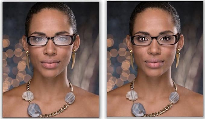 remove glare or reflections from glasses