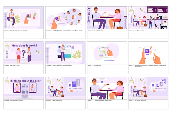 create illustration storyboard for explainer animation