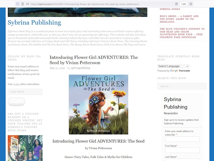 post about your childrens book on my blog