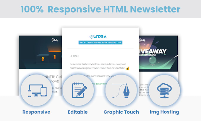 design a responsive HTML email template or newsletter