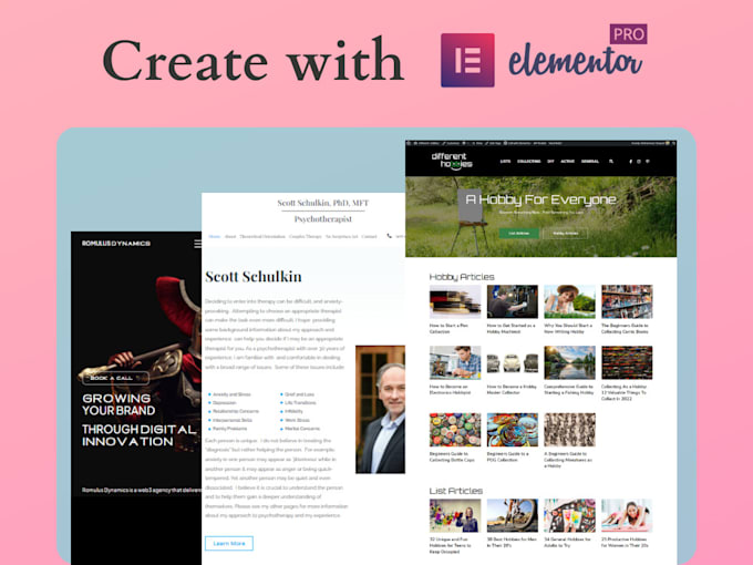 create, edit a wordpress website with elementor pro and CSS