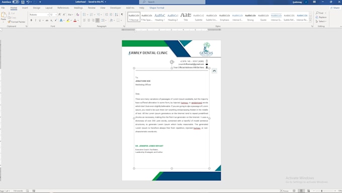 design professional business letterhead, invoice, and stationery in word