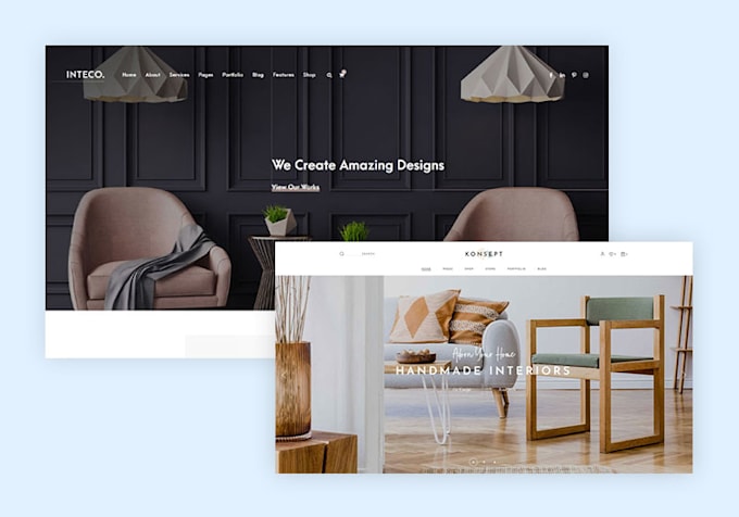 create a professional interior designer website
