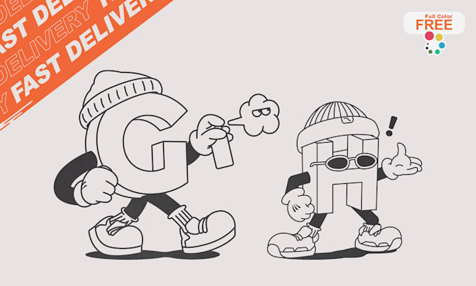 design a retro old school logo cartoon mascot, not ai