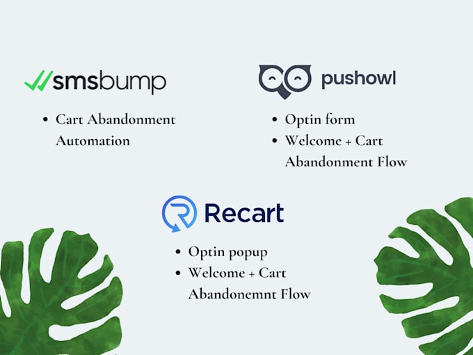 set up SMS bump, pushowl and recart for your ecommerce