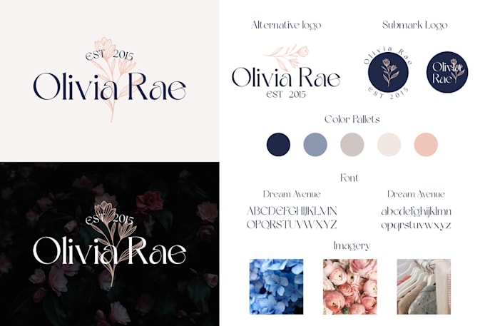 design minimal feminine logo and branding kit