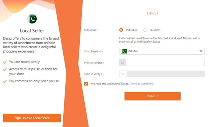 create a daraz seller store
