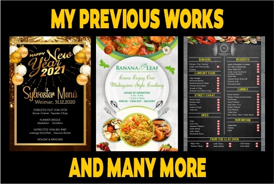 design menu card for your restaurant