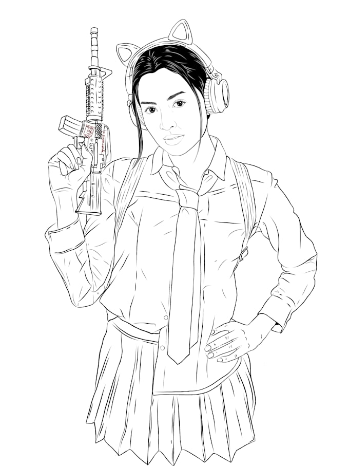 draw your face with digital line art style