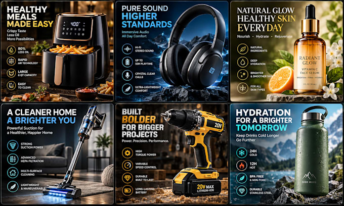 design amazon listing images and video, a plus content, infographics