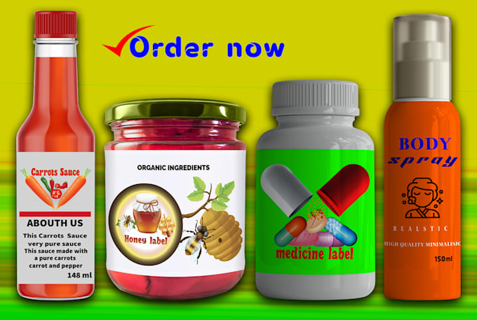 make a honey label, sauce bottle, supplement, spray, dropper