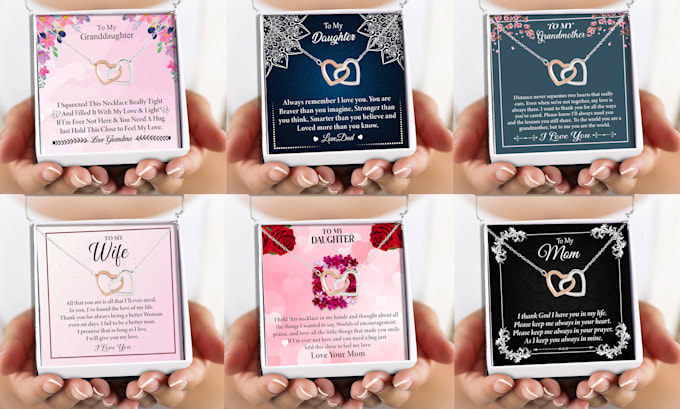 do profitable, message card, and jewelry necklace design for shineon, gearbubble