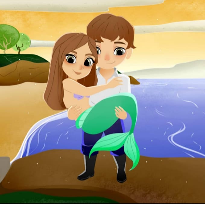 draw cute chibi disney cartoon style couple, family, wedding in quick delivery