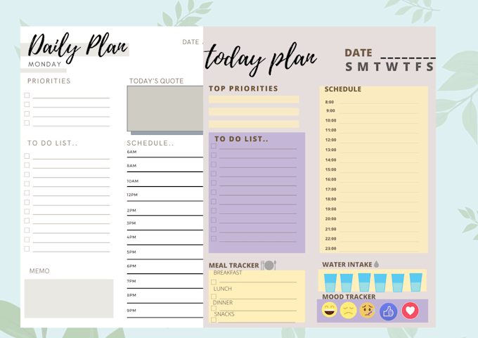 design digital custom editable daily weekly monthly planner
