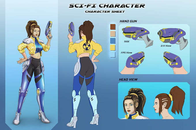 create 2d character design, concept art for game , nft