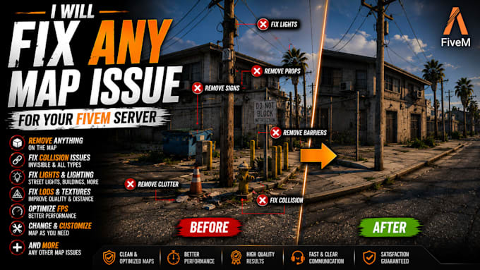 fix, remove objects, collision and map issues in fivem