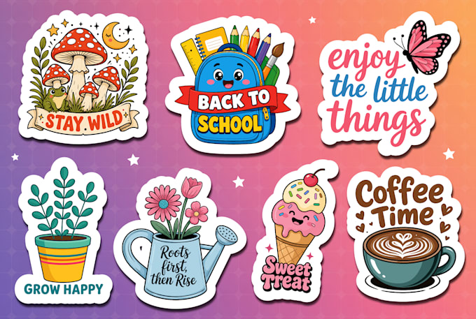 create cute hand drawn custom sticker designs for your brand