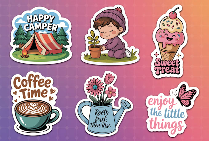 create cute hand drawn custom sticker designs for your brand