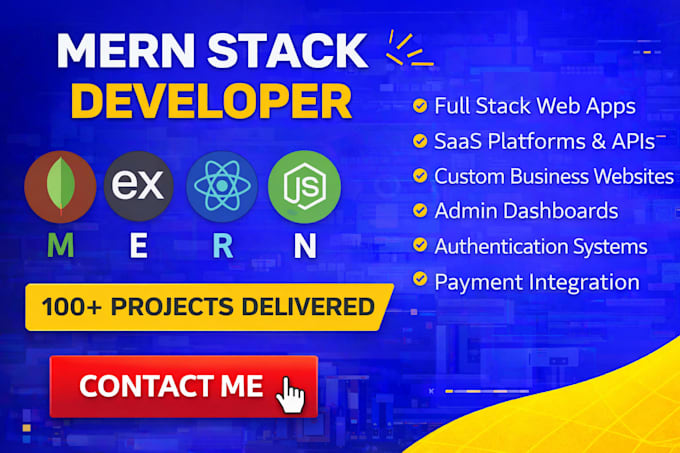 be your full stack developer, mern stack developer for web app, react, node js