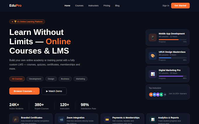 build learning management system lms website learning