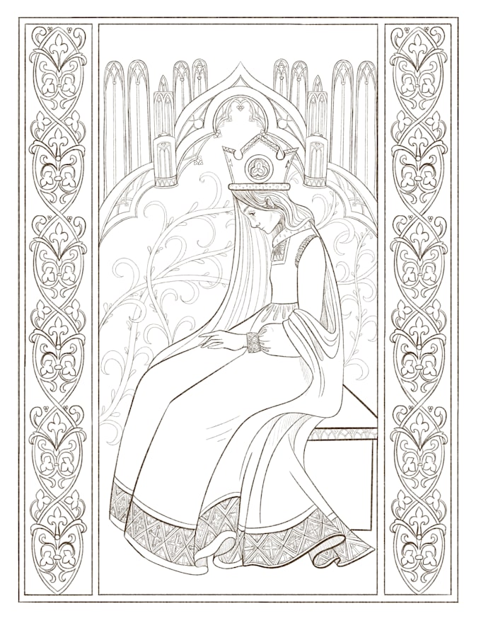 design medieval and occult coloring book illustration