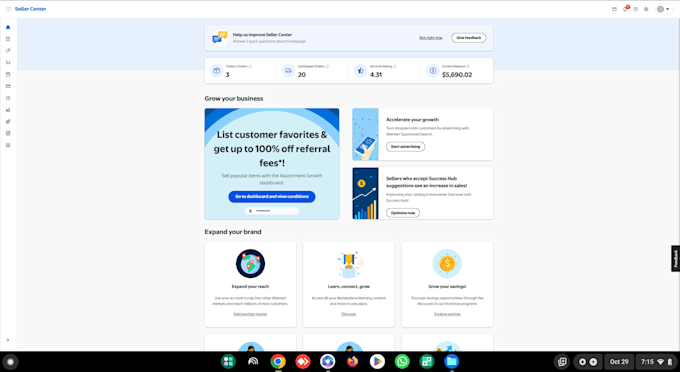 walmart seller central to 30k USD sales per month