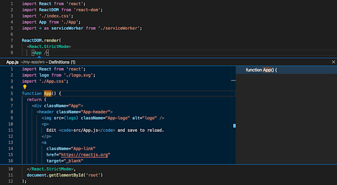 develop your website using angular or react