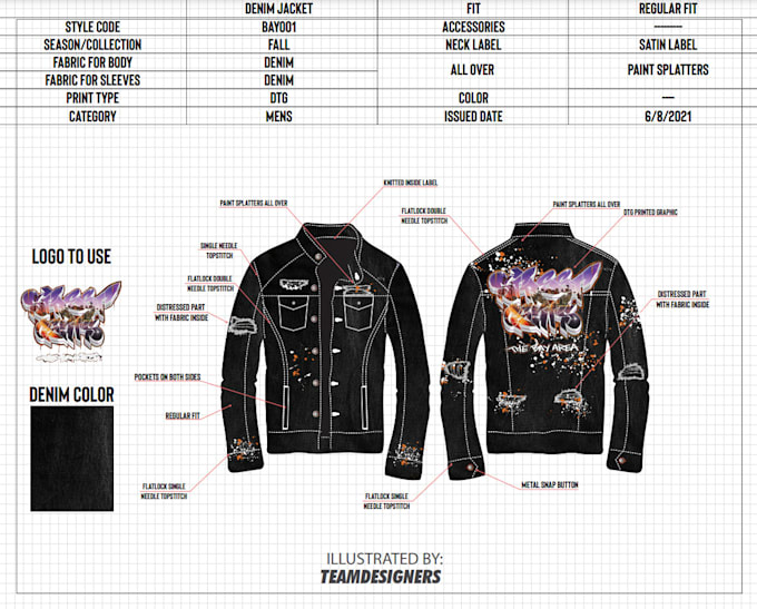 make clothing mockups and tech packs