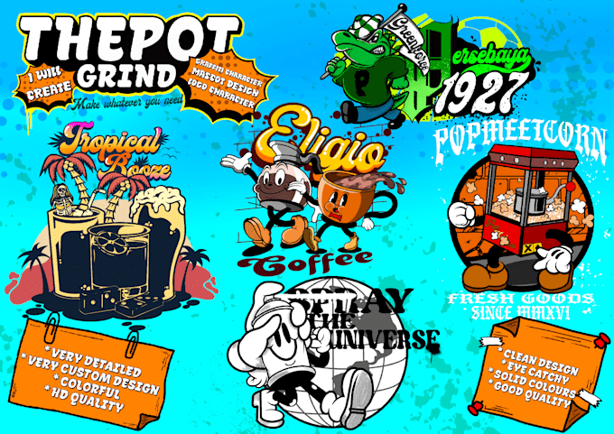 create logo,mascot,and cartoon character for your brand