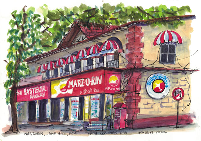 create a watercolor portrait of your house or building