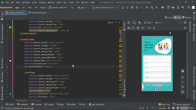 Design android app ui and xml layouts in android studio by Humailarif03 ...