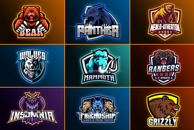 do animal mascot, eagle, wolf, bear, tiger, fox or lion logo