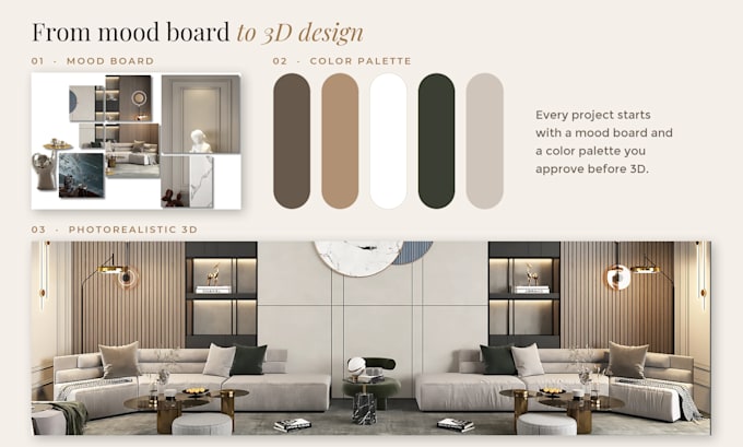 design your home interior with a mood board and photorealistic 3d renders