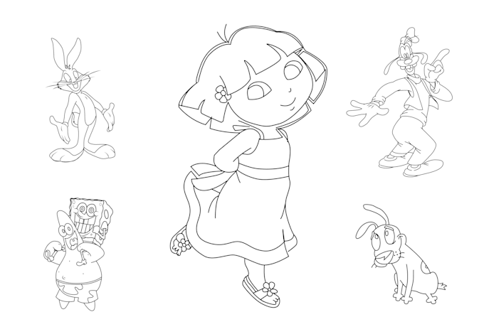 draw black and white line art with in 8 hrs