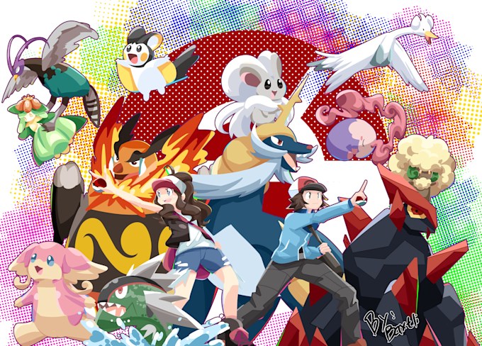 create colorful line less anime art