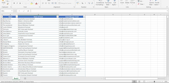 provide best instagram and youtube influencer excel lead list