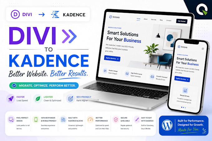 convert divi build wordpress website to kadence