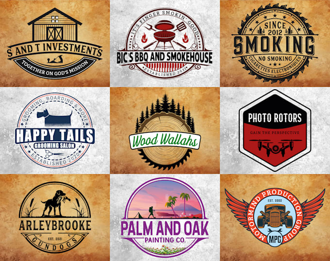 create a retro vintage logo with a hand drawn illustration